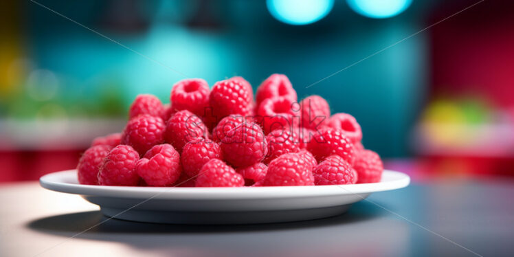 Raspberries on a ceramic plate - Starpik Stock