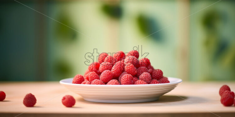 Raspberries on a ceramic plate - Starpik Stock