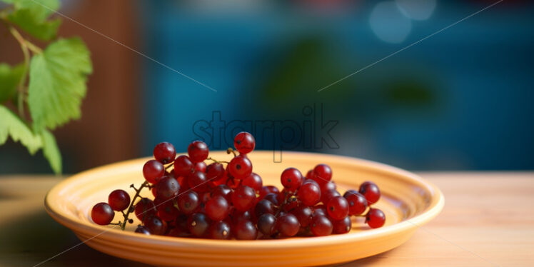 Red currant on a ceramic plate - Starpik Stock