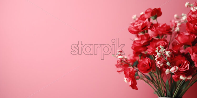 Red flowers on a pink background - Starpik Stock