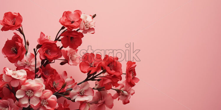 Red flowers on a pink background - Starpik Stock