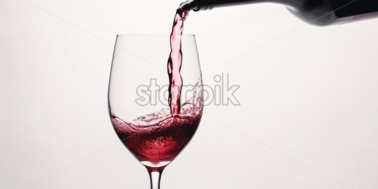 Red wine is poured into a glass, white background - Starpik Stock