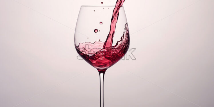 Red wine is poured into a glass, white background - Starpik Stock