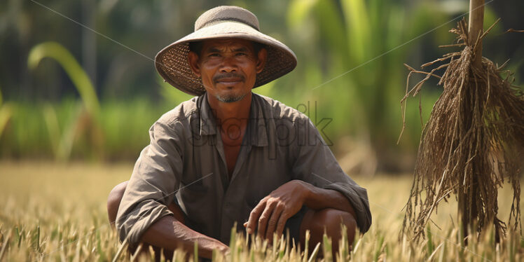 Rice Farmer in Bali - Starpik Stock