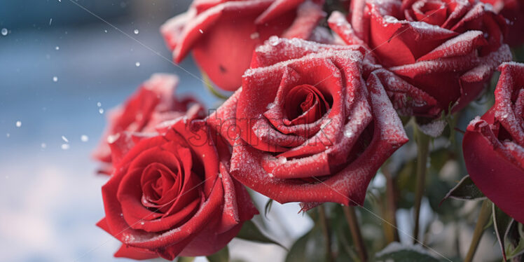 Roses covered in snow - Starpik Stock