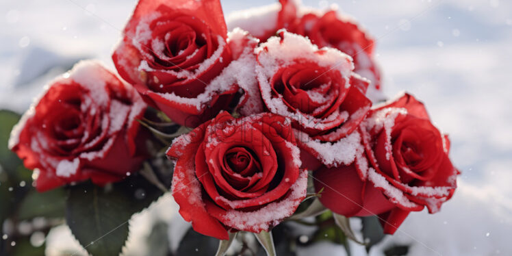 Roses covered in snow - Starpik Stock