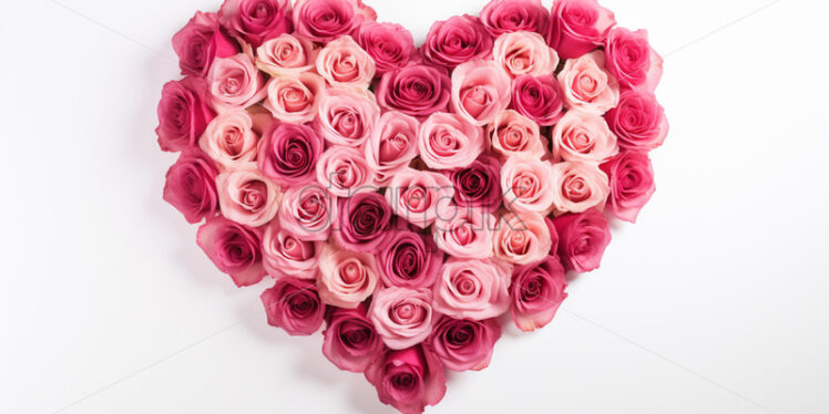 Roses in the shape of a heart on a white background - Starpik Stock