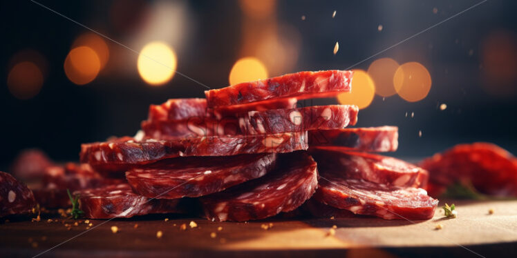 Sausage slices as background - Starpik Stock