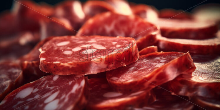 Sausage slices as background - Starpik Stock