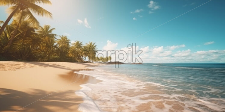 Sea, beach and many palm trees - Starpik Stock