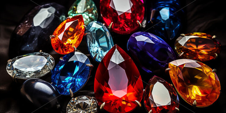 Several types of precious stones on black background - Starpik Stock