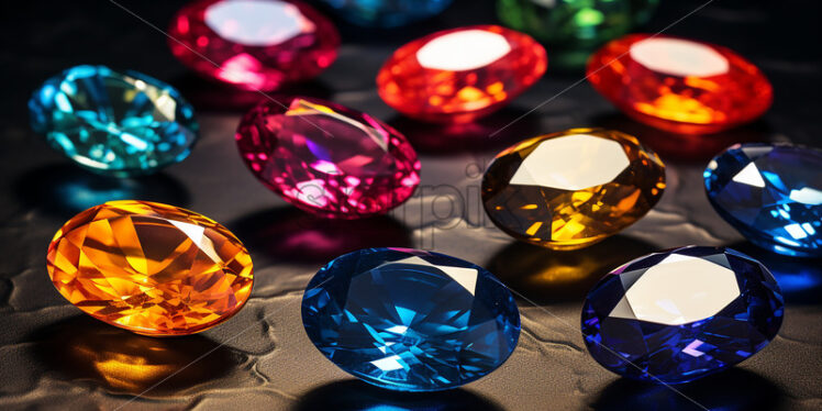 Several types of precious stones on black background - Starpik Stock