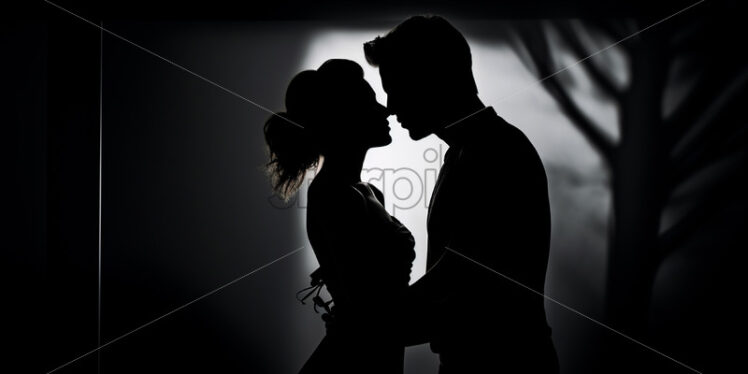 Silhouettes of lovers kissing - Starpik Stock