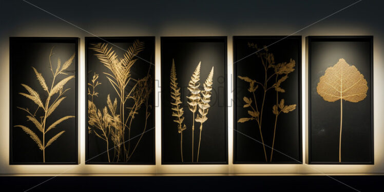 Silhouettes of some plants on the black canvas - Starpik Stock