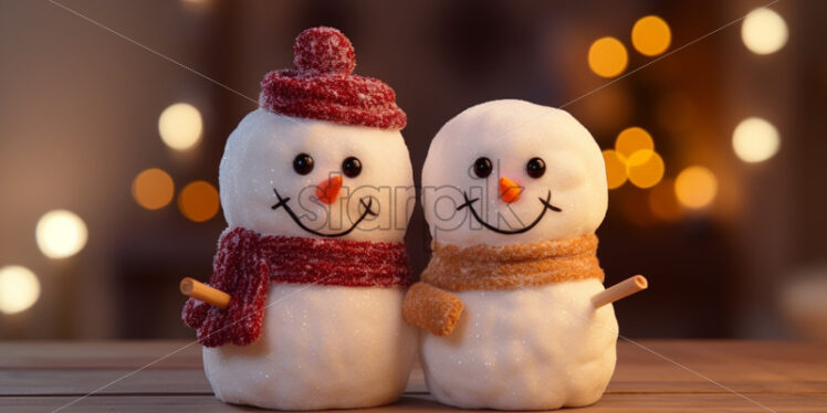 Small snowmen cute card - Starpik Stock