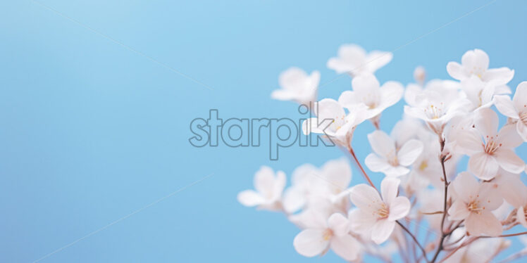 Small white flowers on a blue background - Starpik Stock