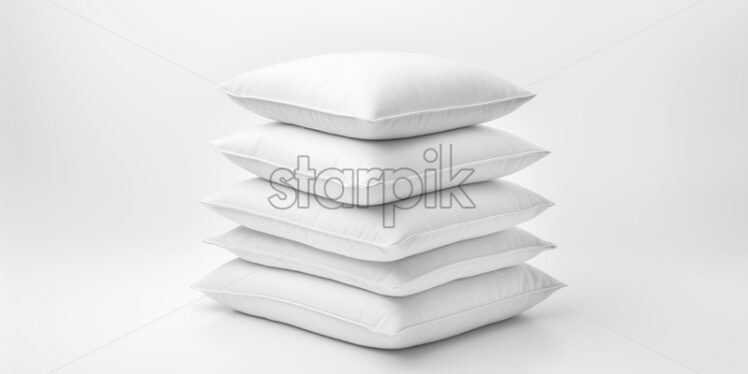 Soft white pillows on a white background - Starpik Stock