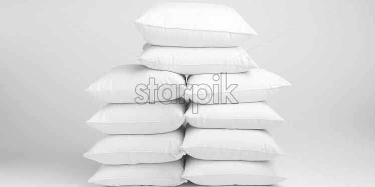 Soft white pillows on a white background - Starpik Stock