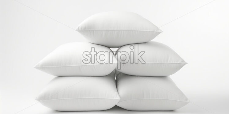 Soft white pillows on a white background - Starpik Stock