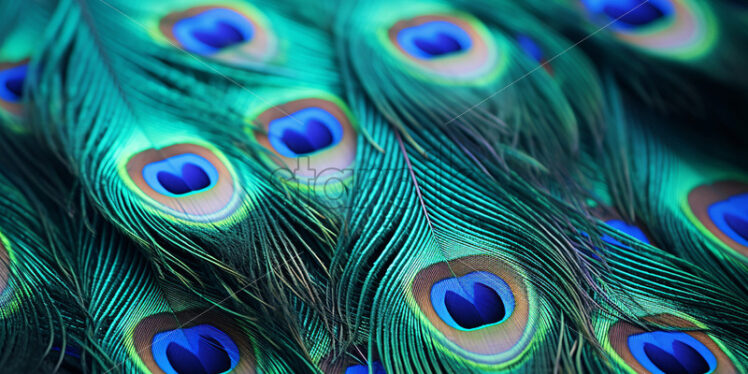 Some peacock feathers close up - Starpik Stock