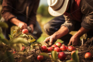 Some workers pick apples from an orchard - Starpik