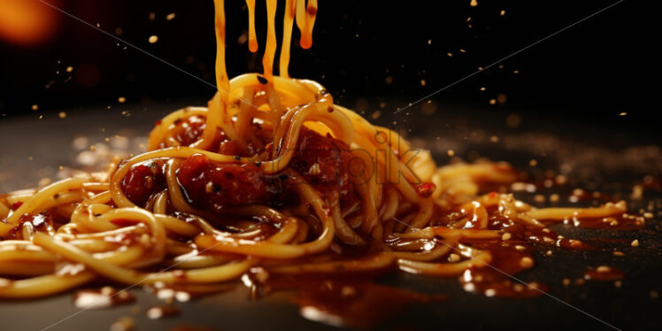 Spaghetti with splash tomato sauce - Starpik Stock