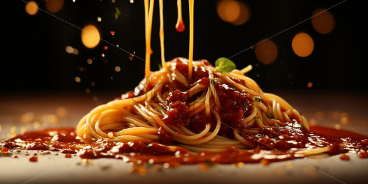 Spaghetti with splash tomato sauce - Starpik Stock