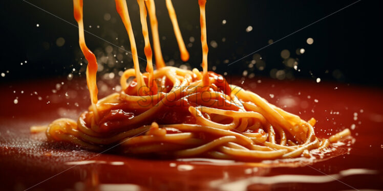 Spaghetti with splash tomato sauce - Starpik Stock