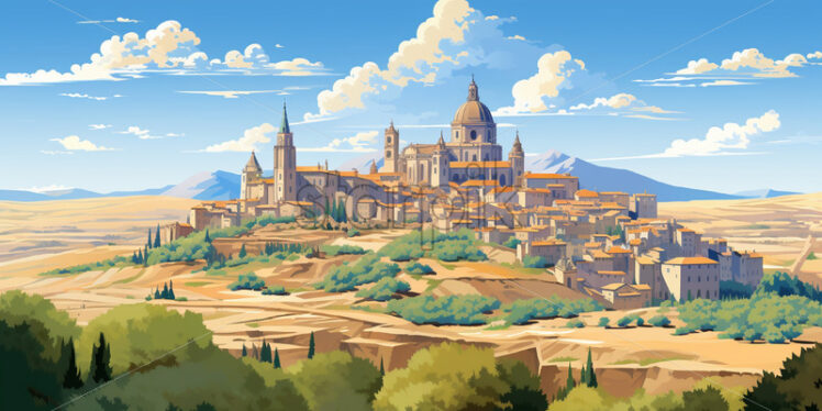 Spain flat art landscape - Starpik Stock