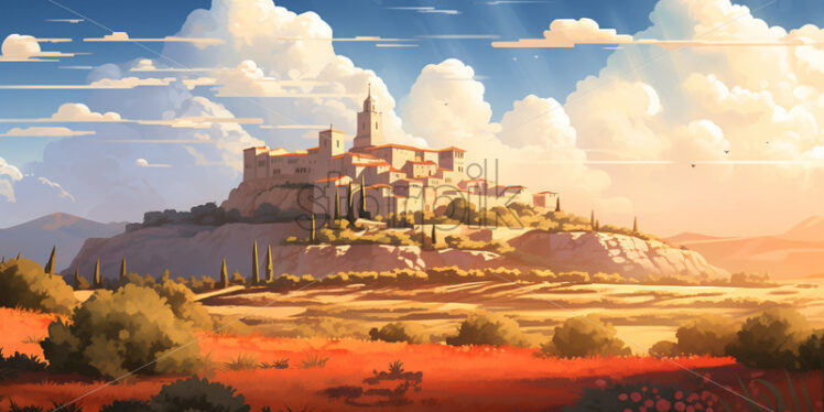 Spain flat art landscape - Starpik Stock