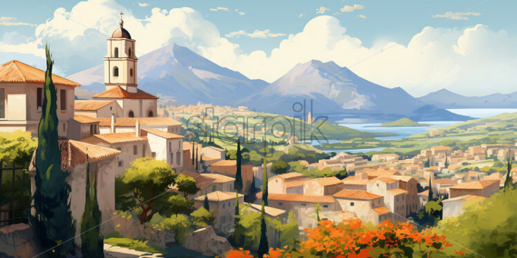 Spain flat art landscape - Starpik Stock