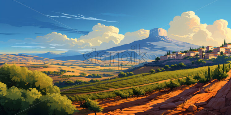 Spain flat art landscape - Starpik Stock