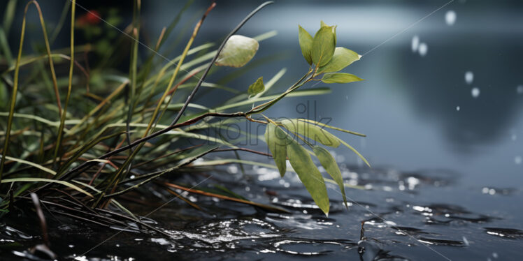 Splashes of water on the surface of a lake - Starpik Stock