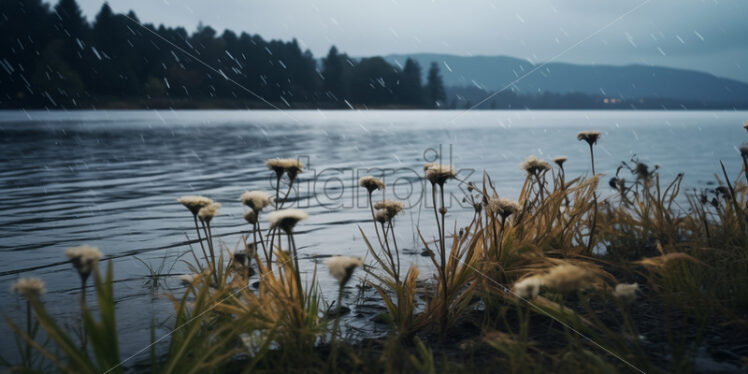 Splashes of water on the surface of a lake - Starpik Stock