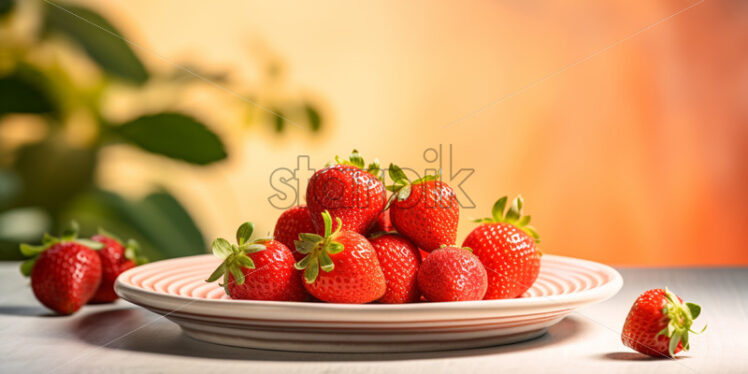 Strawberries on a ceramic plate - Starpik Stock