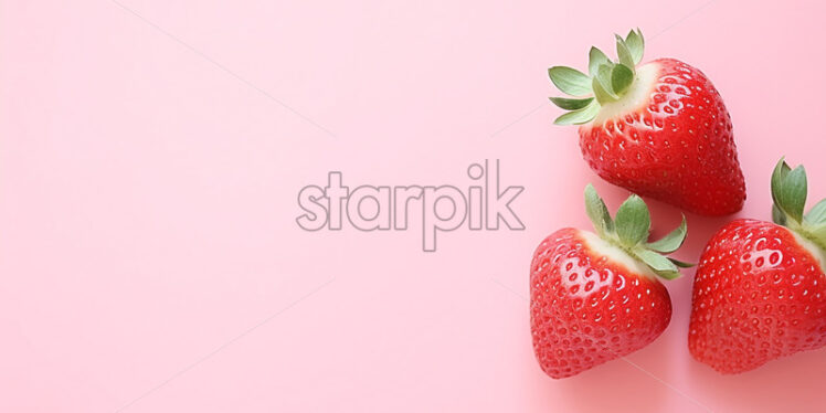 Strawberries on pale pink background - Starpik Stock