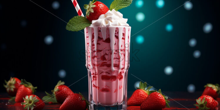 Strawberry milkshake, on a black background - Starpik Stock