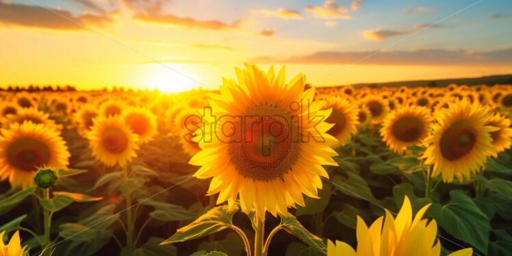 Sunflower background sunset - Starpik Stock