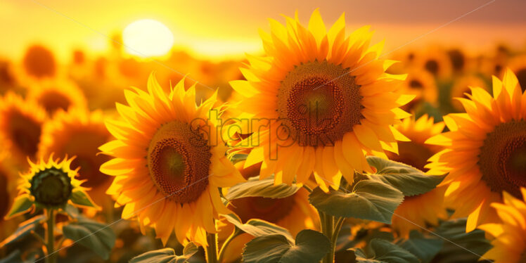 Sunflower background sunset - Starpik Stock