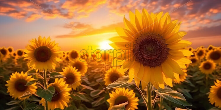 Sunflower flowers on a field - Starpik Stock