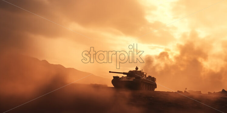 Tanks on a dusty field - Starpik Stock