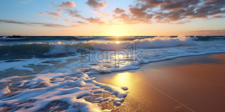 The beautiful waves that wash the sand of a beach - Starpik Stock