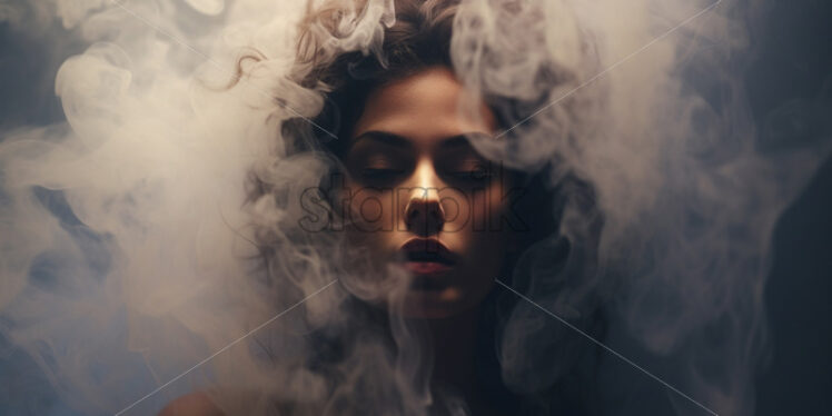 The face of a woman in smoke - Starpik Stock