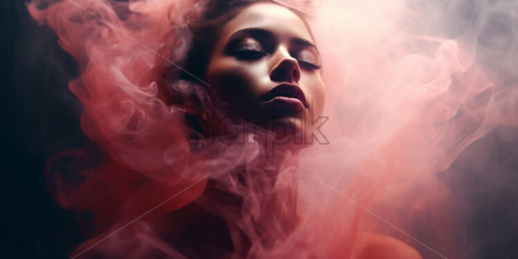 The face of a woman in smoke - Starpik Stock