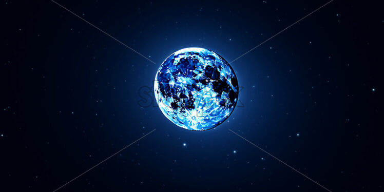 The full moon shining in a starry sky - Starpik Stock