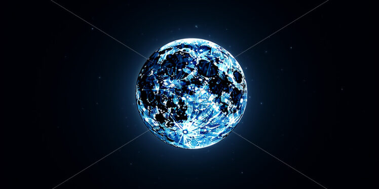 The full moon shining in a starry sky - Starpik Stock