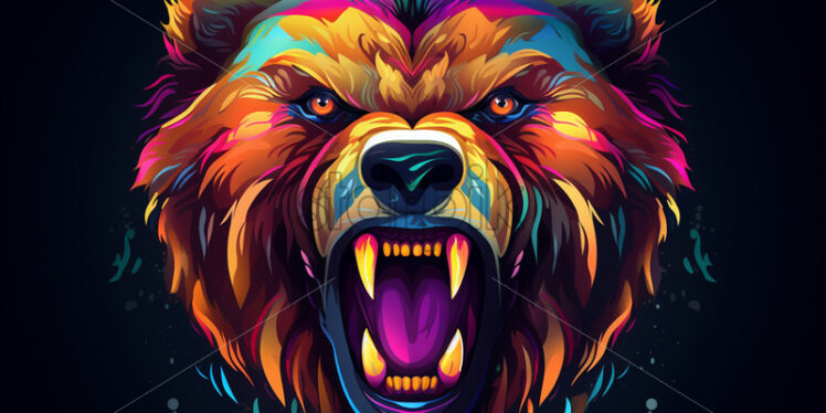 The head of a colorful bear, icons, vector - Starpik Stock