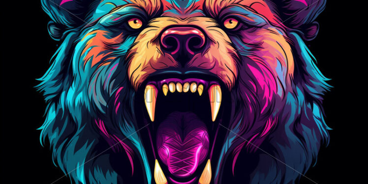 The head of a colorful bear, icons, vector - Starpik Stock