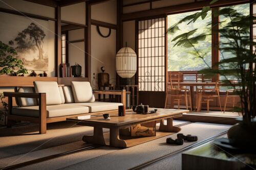 The interior of a living room in Japanese style - Starpik Stock