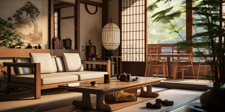 The interior of a living room in Japanese style - Starpik Stock